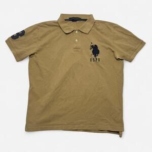 U.S. Polo Assn Y2K Tan Big Logo Polo Shirt Men’s Medium
